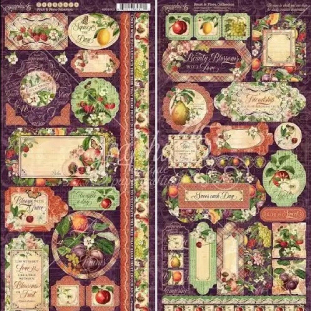 NEW! Graphic 45 Fruit and Flora Sticker Embellishments